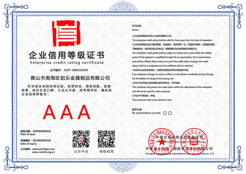 南京企业信用等级证书